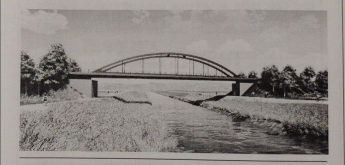 An illustration of the future bridge at this place, planned to be installed this August.