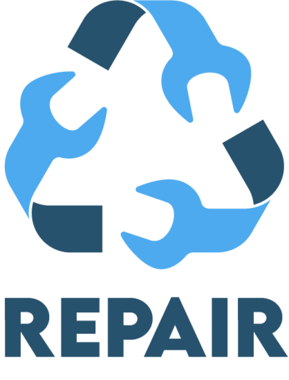 Repair Cafe Logo with twisted Allen wrenches, like the Recycle Logo.