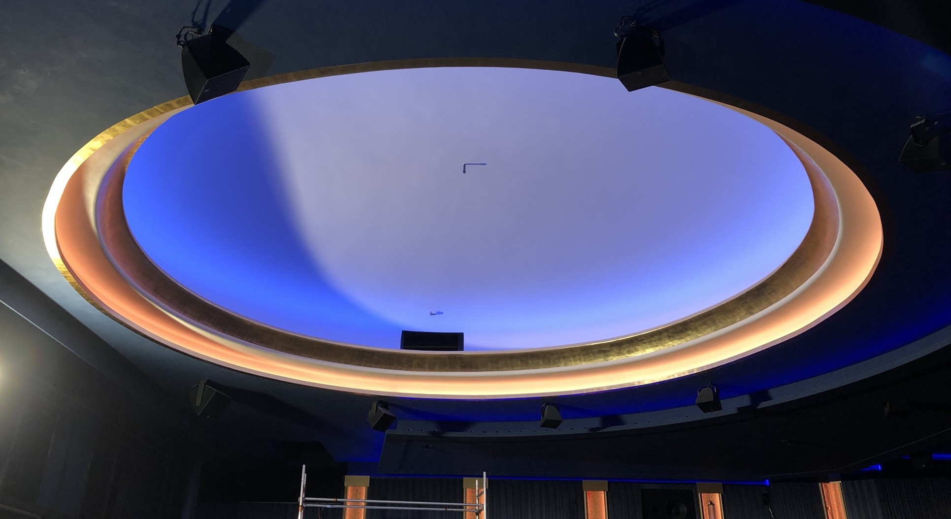 The dome light in the blue movie theater.