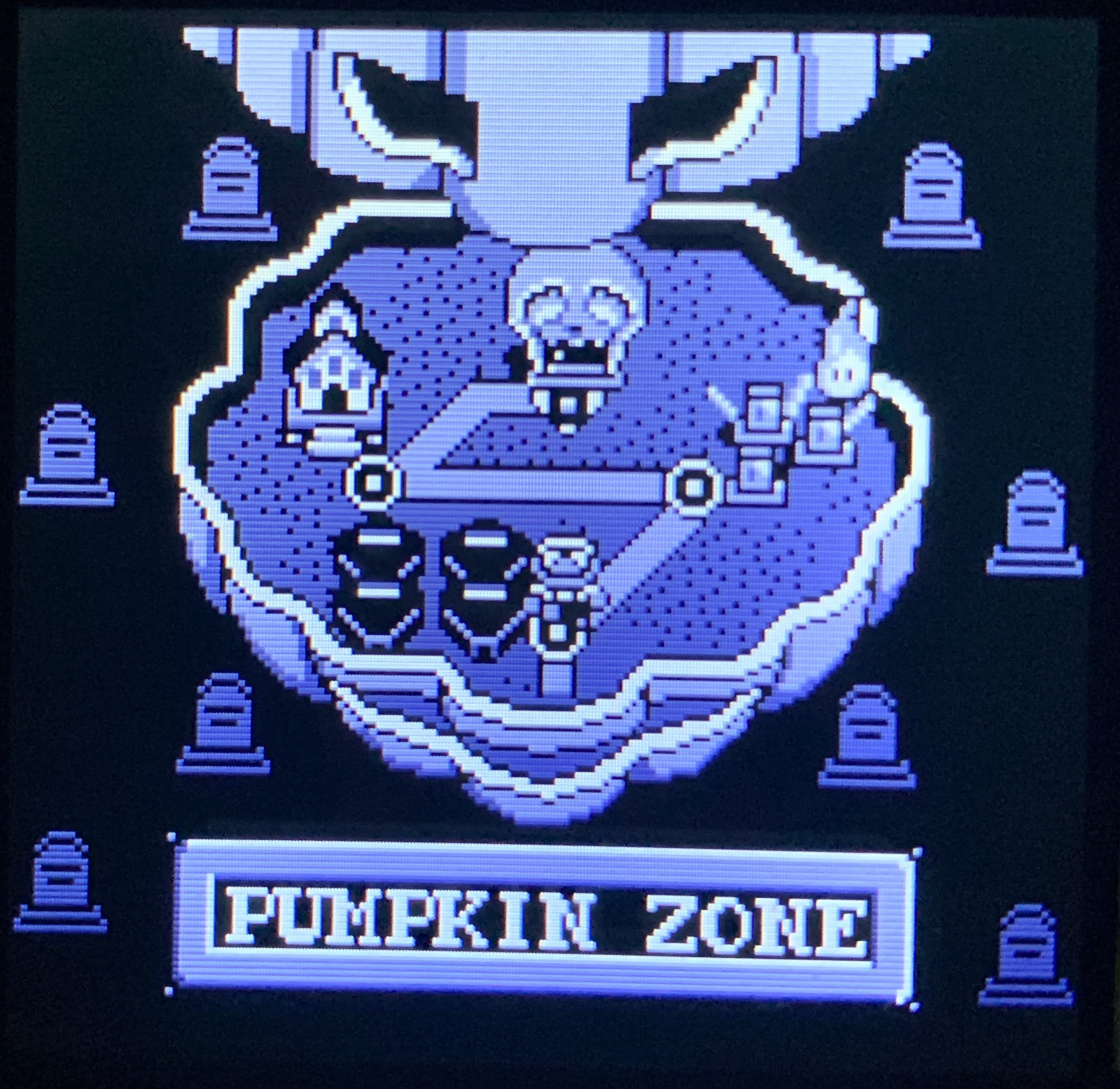 The pumpkin zone map shows graveyards, ghosts and coffins. 