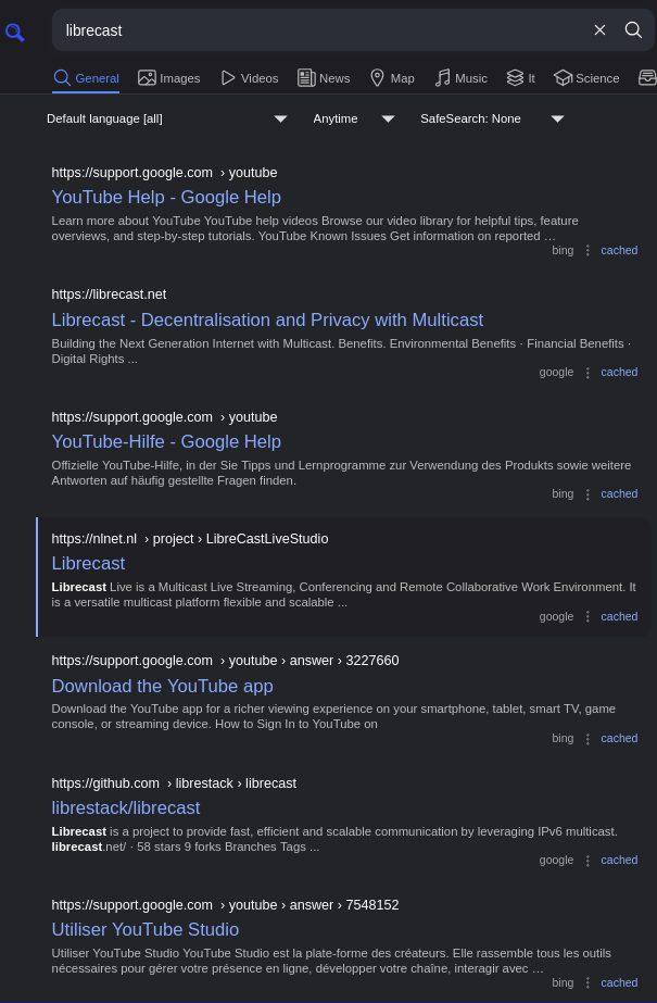 searchx results for "librecast" showing support.google.com as every second result searchx results for "librecast" showing support.google.com as every second result